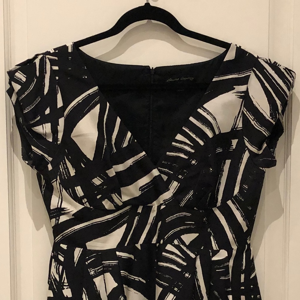 Silk Black and White Fit and Flare Dress